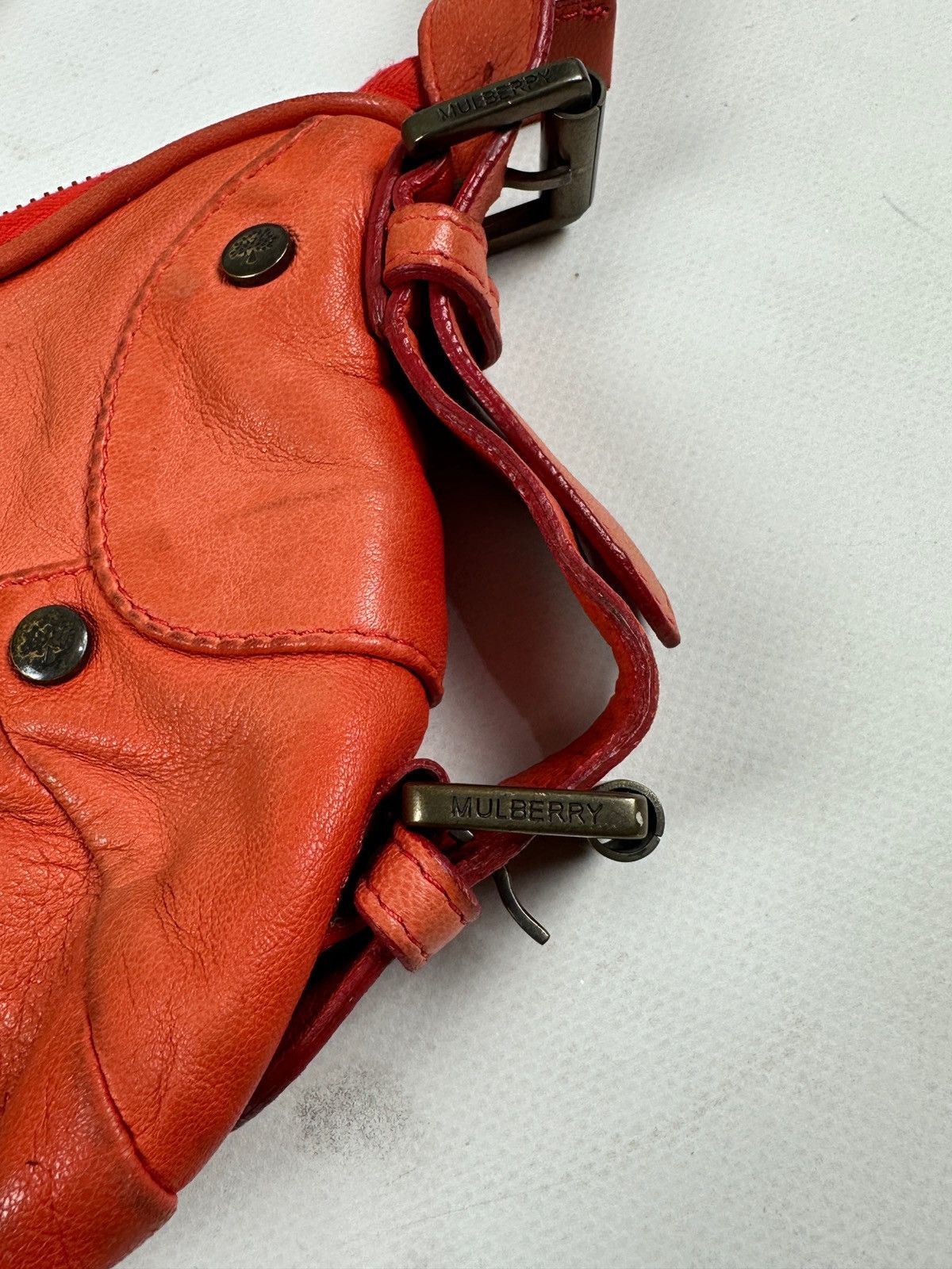 Mulberry Vintage Mulberry Faded Orange Leather Shoulder Bag Handbag Size ONE SIZE - 21 Thumbnail