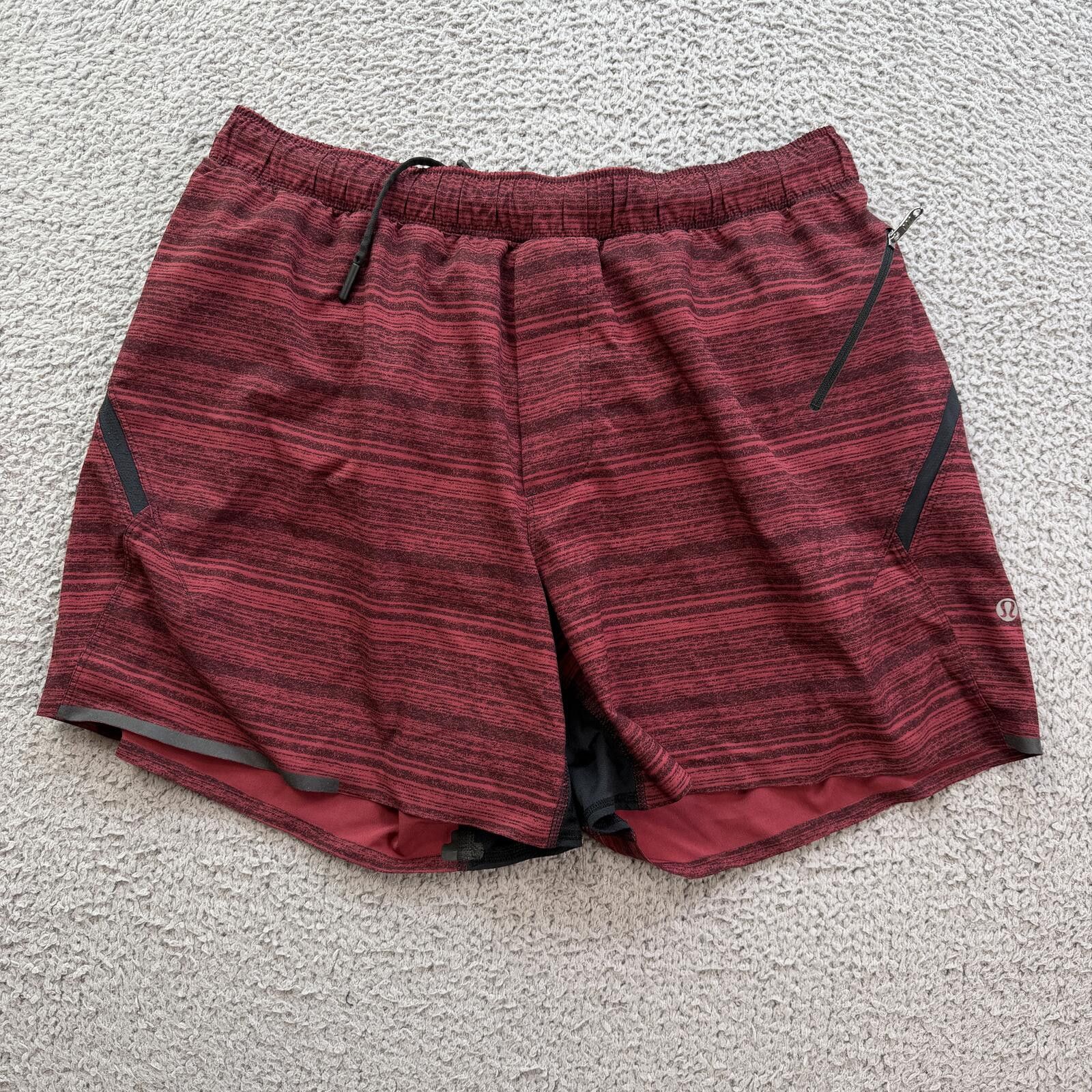 Lululemon Lululemon Mens Red Heathered Lined Running Shorts L Zip Size US 34 / EU 50 - 1 Thumbnail