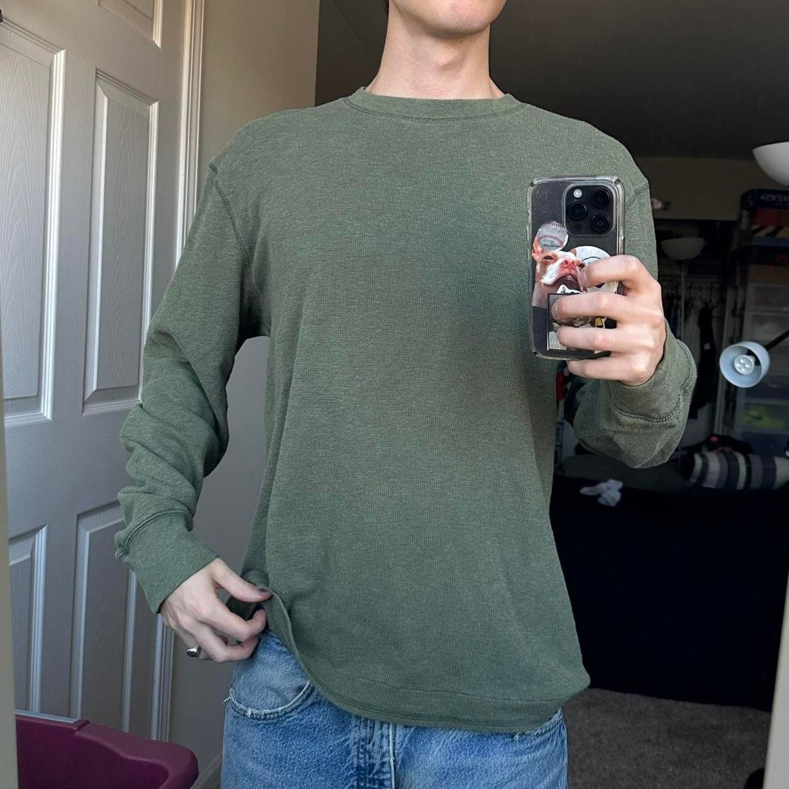Vintage Vintage 00s basic raw green longsleeve Size US XL / EU 56 / 4 - 2 Thumbnail