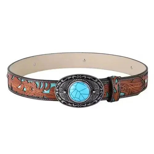 Designer × Vintage Turquoise buckle belt Size ONE SIZE - 2 Thumbnail
