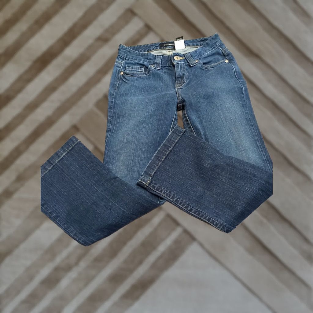 Calvin Klein Calvin Klein Jeans Modern Flare Jeans Womens Size 4 Blue Denim Cotton Spandex Elastane Zip Button Pockets Stretch Regular 30" Waist Size 27" / US 4 / IT 40 - 1 Thumbnail