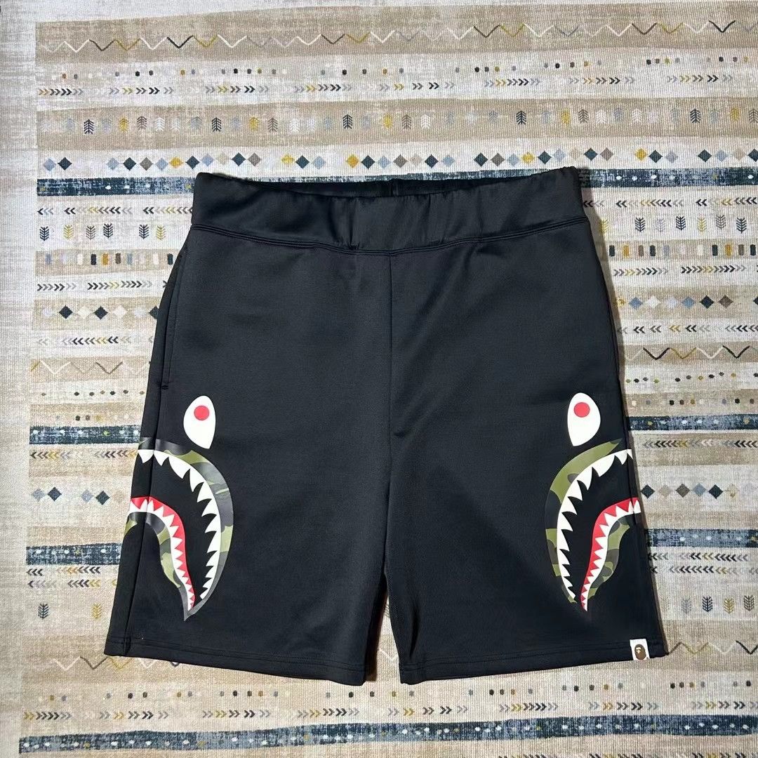 image of Bape 1St Camo Side Shark Jersey Shorts in Black, Men's (Size 38)