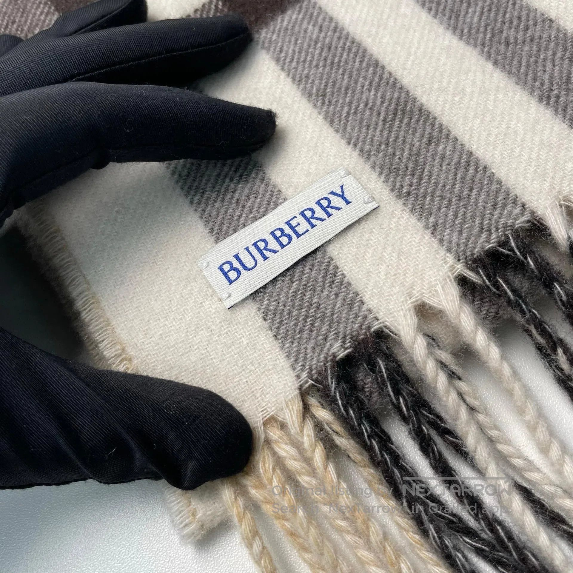Burberry Burberry Light Brown Plaid Cashmere Fringe Scarf| Size ONE SIZE - 7 Thumbnail