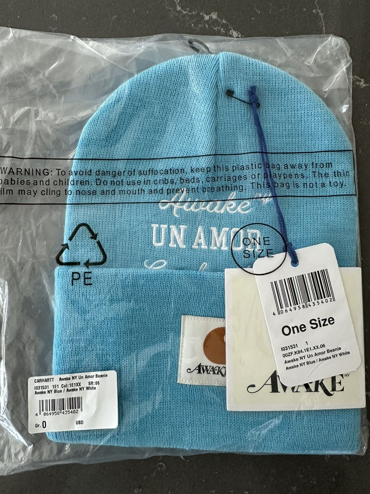 Awake NY × Carhartt Awake x Carhartt Un Amor Beanie Size ONE SIZE - 3 Thumbnail