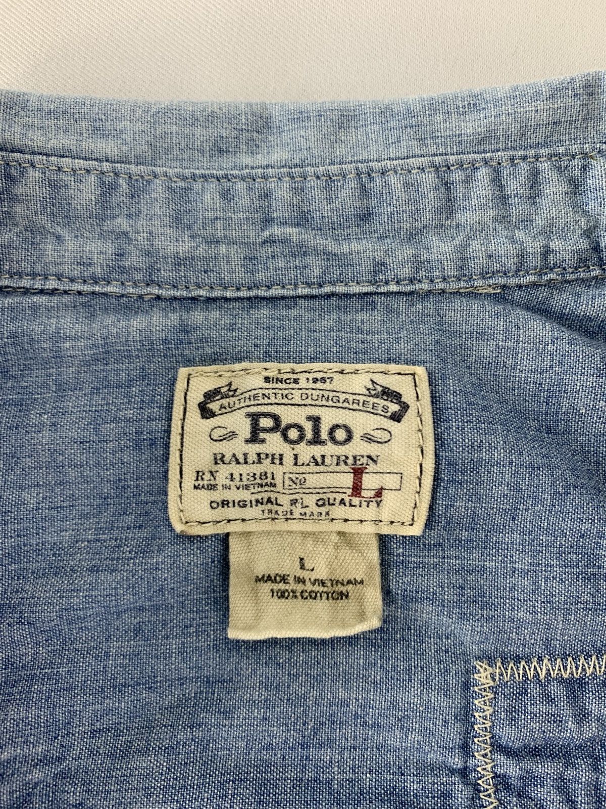 Polo Ralph Lauren Polo by Ralph Lauren Denim Shirt Dungarees Star Design Size L / US 10 / IT 46 - 7 Thumbnail