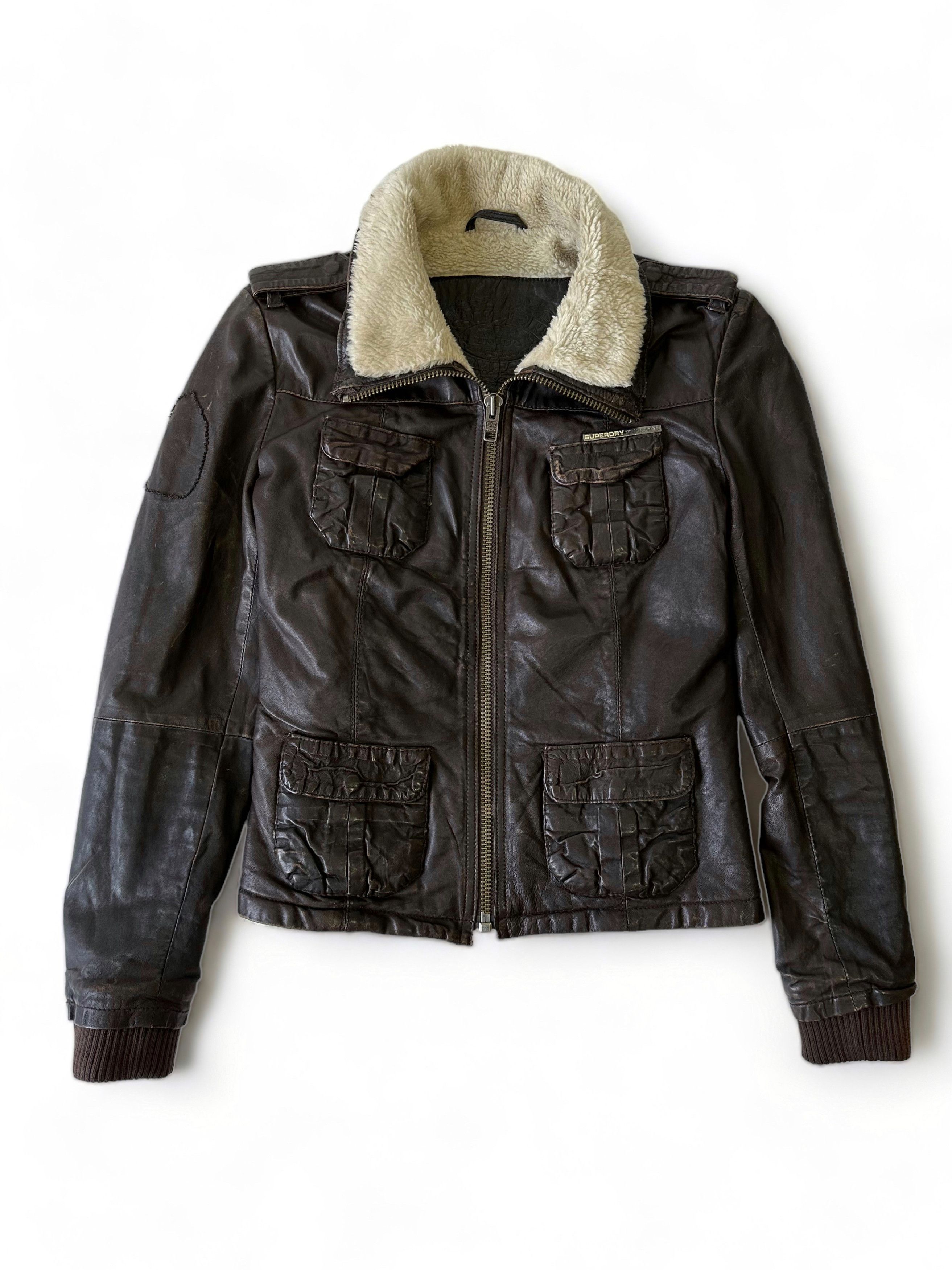 Allsaints Superdry Leather Meghan Shearling Jacket (M) Size M / US 6-8 / IT 42-44 - 1 Thumbnail