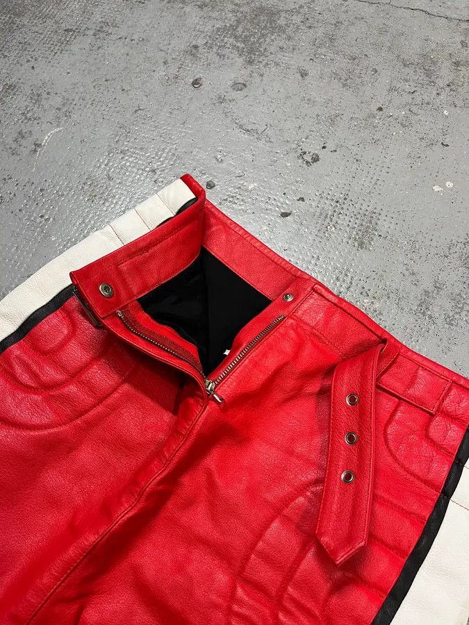 Moschino 2010s Moschino Couture Red Leather Contrast Stripe Skirt Size 27" / US 4 / IT 40 - 8 Thumbnail