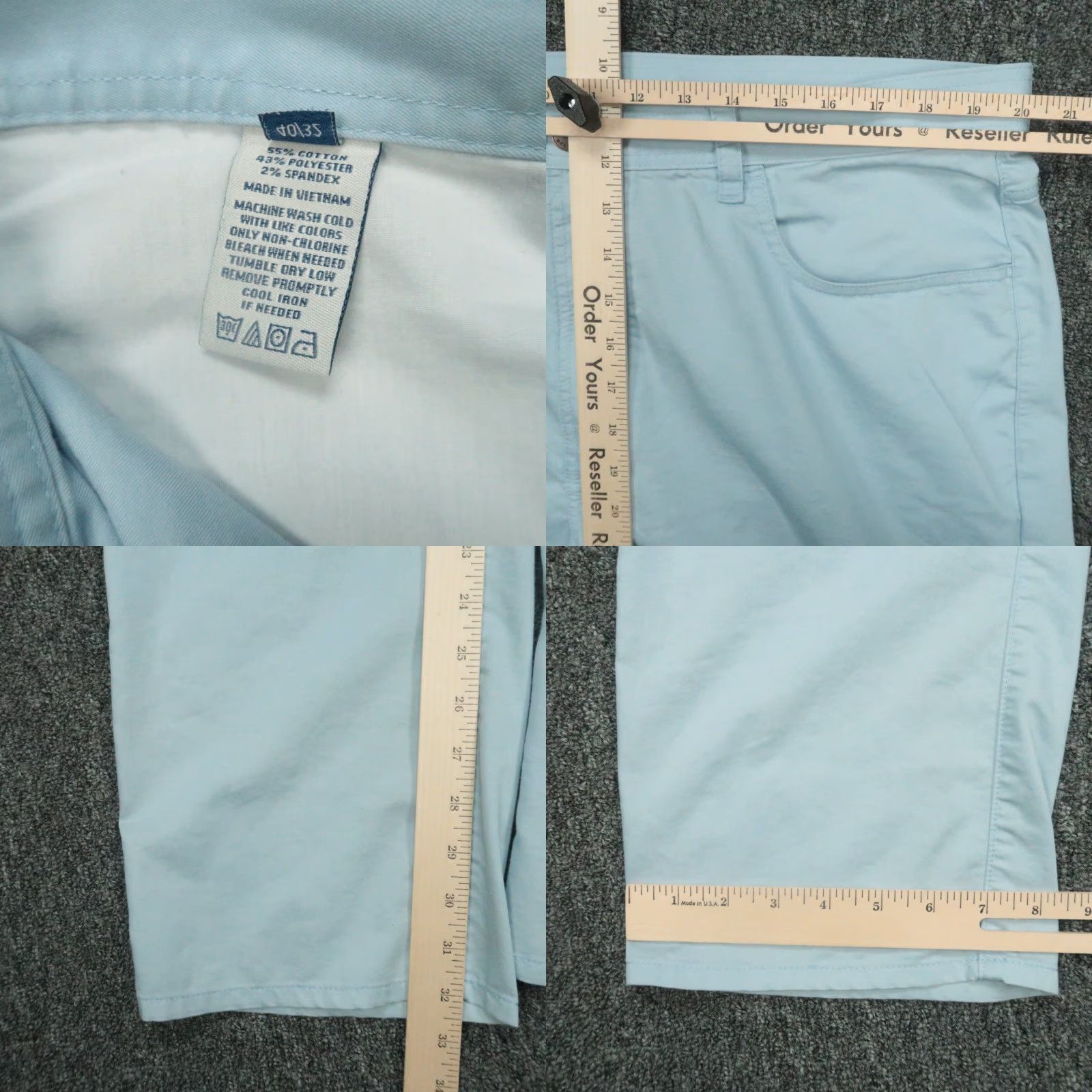 Vintage Onward Reserve Pants Men 40x32 Blue Chino Trousers Stretch Flat Front 5-Pocket Regular Inseam 32 Size US 40 / EU 56 - 8 Thumbnail