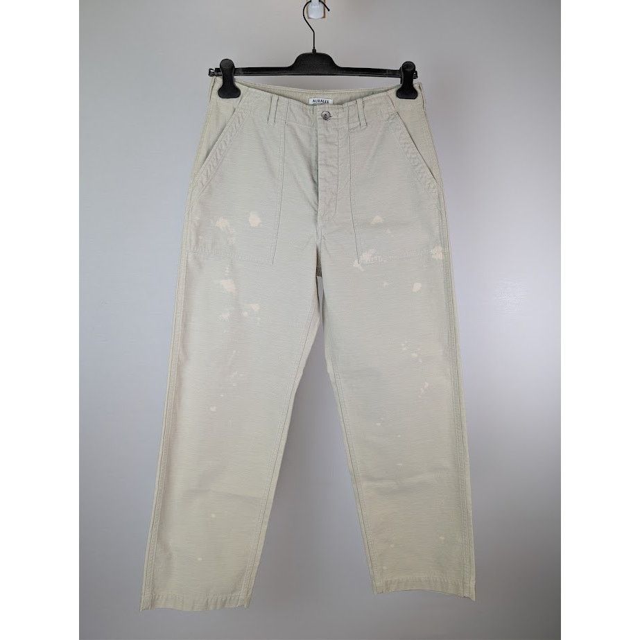 Auralee o1rshd1 Washed Baggy Satin Bleached Baker Pant in Dust Ivory Size US 36 / EU 52 - 2 Thumbnail