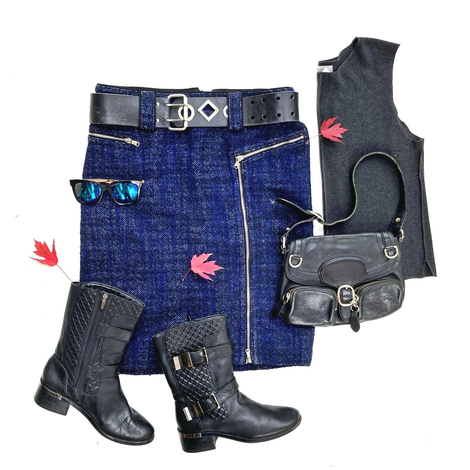 Marc Jacobs Marc by Marc Jacobs Y2K Indigo Wool Moto Zip Skirt Sz 12 Size 34" / US 12 / IT 48 - 18 Thumbnail