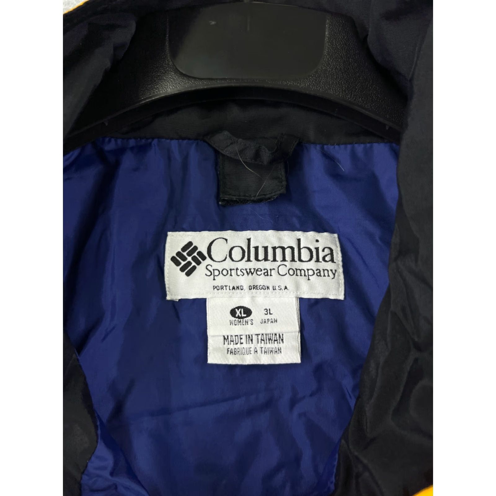 Vintage Columbia Jacket Womens XL Blue Black Yellow Windbreaker Hooded Full Zip Lightweight Casual Pockets Autumn Winter 90s Outdoor Mens Womens Girls Boys Size XL / US 12-14 / IT 48-50 - 3 Thumbnail