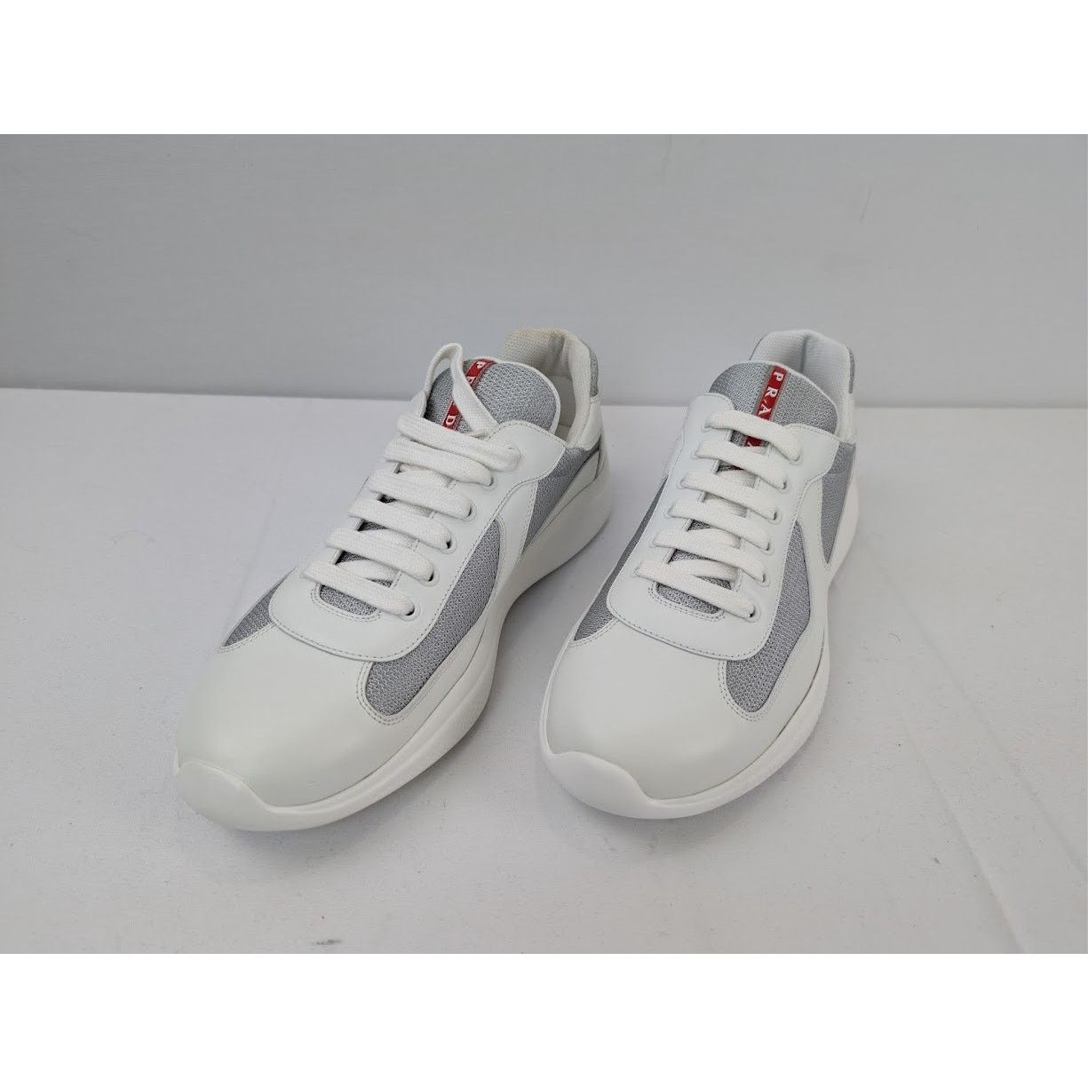 Prada o1rshd1 Calzature Uomo Sneakers in Bianco Argento Size US 12 / EU 45 - 8 Thumbnail