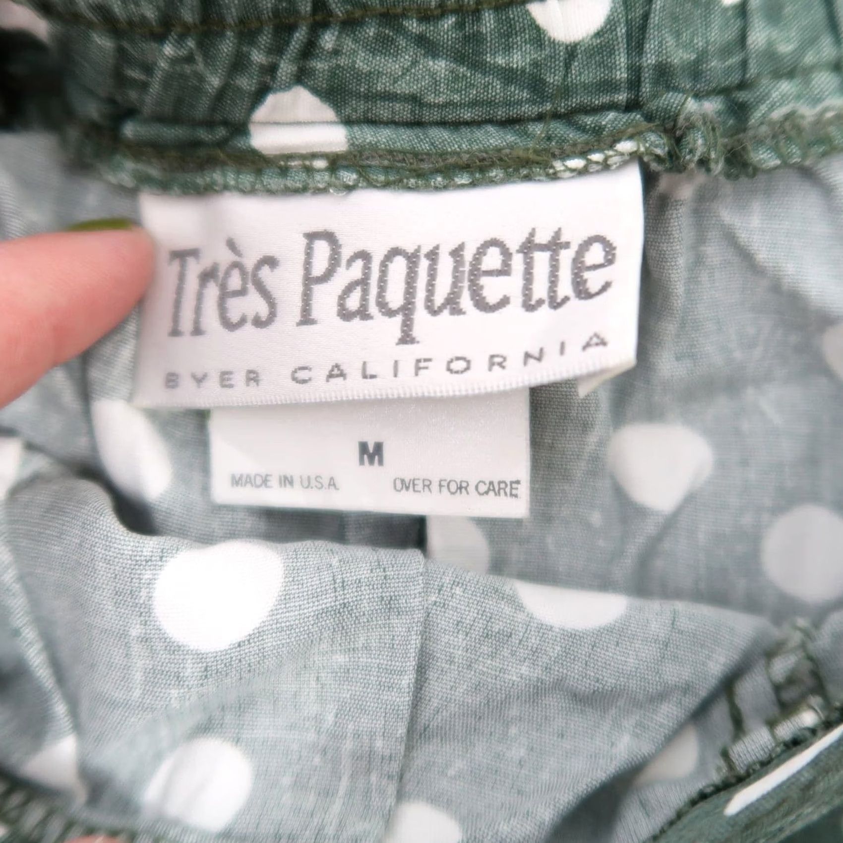 Vintage VINTAGE 90s Green and White Polka Dot High Waist Flowy Shorts M Womens Casual African? Size 32" / US 10 / IT 46 - 4 Thumbnail