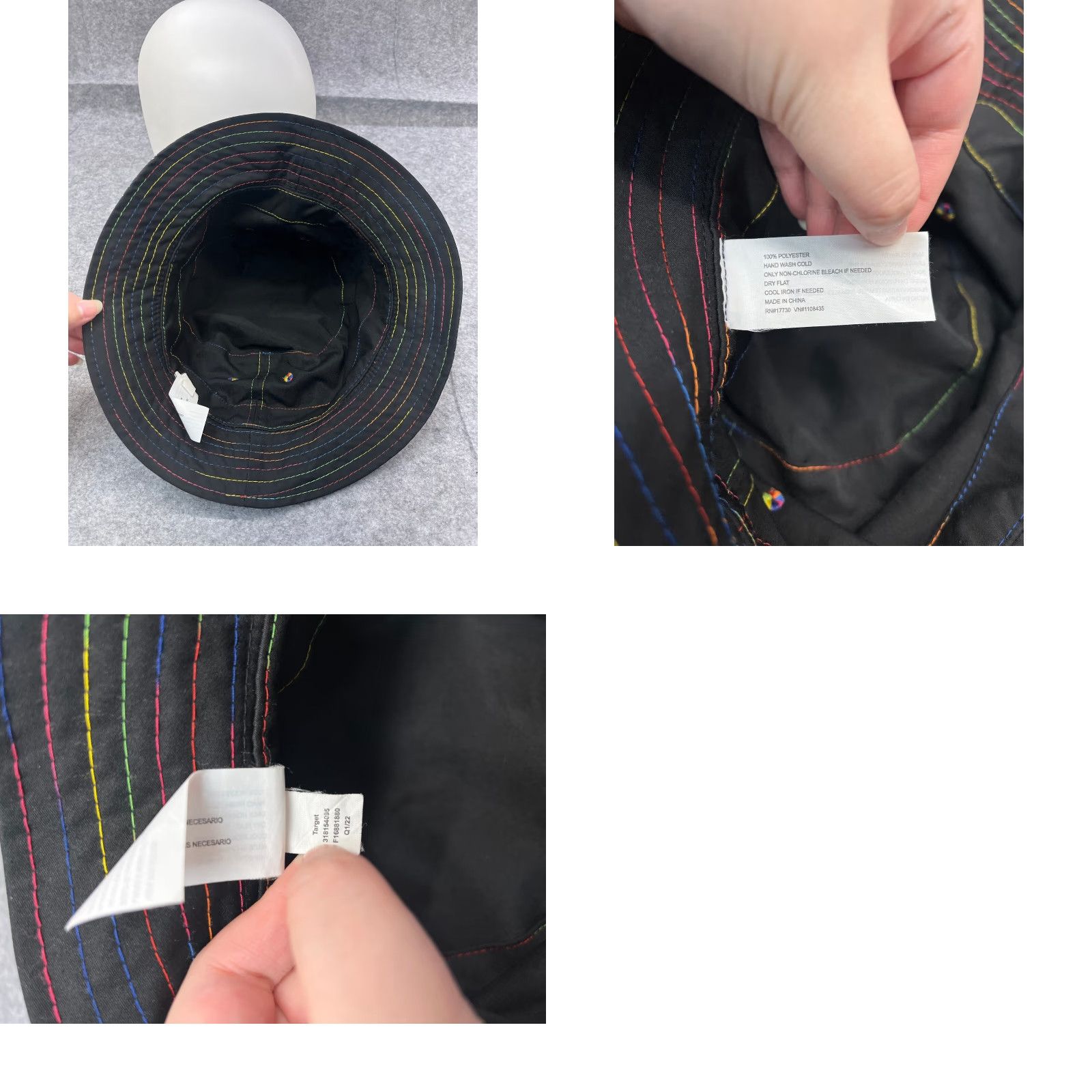 Vintage Target Bucket Hat Adult One Size Black 100% Polyester Pinstripe Beach Camp Hat/Caps Travel Outdoor Lightweight Unisex Adults Size ONE SIZE - 9 Thumbnail