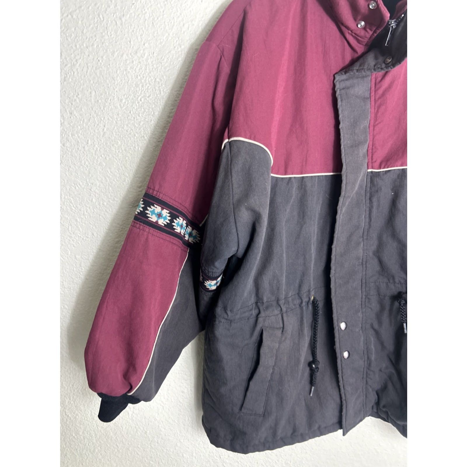 Vintage VINTAGE Canyon Guide Mens XL Full Zip Southwest Jacket Snap Black Maroon Parka Jacket Size US XL / EU 56 / 4 - 2 Thumbnail