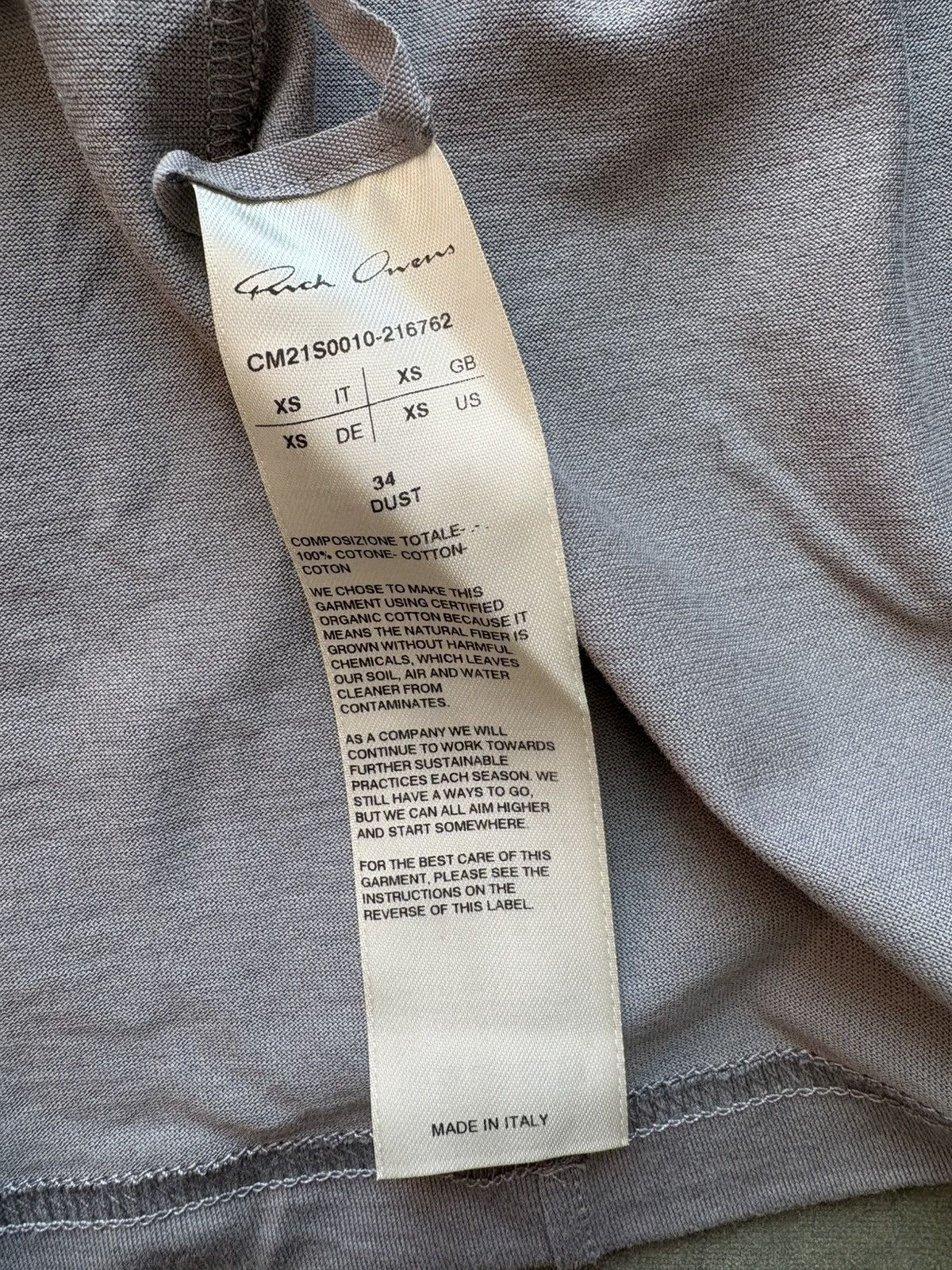 Champion × Rick Owens Rick Owens X Chamption Tommy Tee in dust Size US XS / EU 42 / 0 - 7 Thumbnail