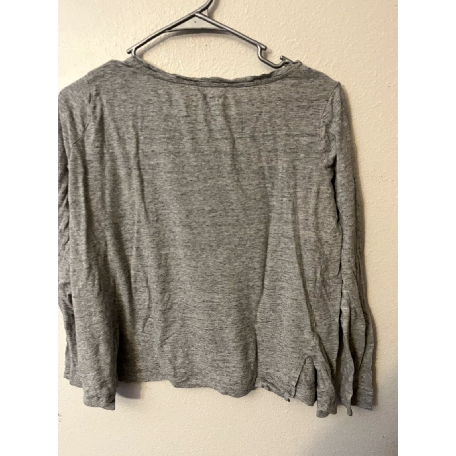 Ann Taylor LOFT Womens T-Shirt Gray Solid Crew Neck Long Sleeve Stretch Top Tee Medium Size L / US 10 / IT 46 - 2 Thumbnail