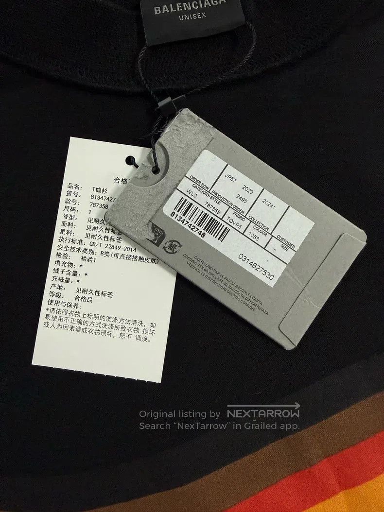 Balenciaga Balenciaga Striped Multicolor Crew Neck Short Sleeve T-Shi Size US S / EU 44-46 / 1 - 3 Thumbnail