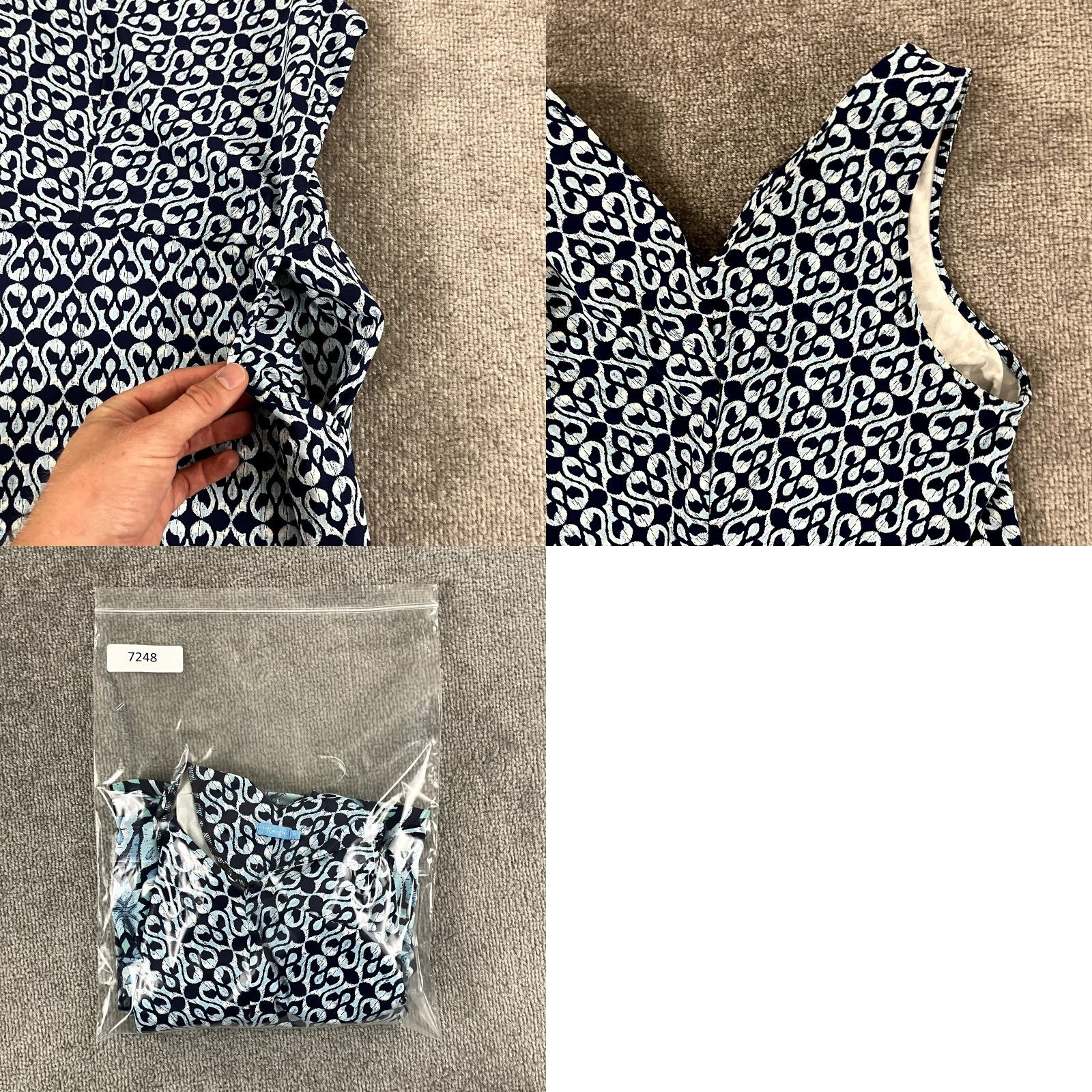J.McLaughlin J. McLaughlin Dress Women Medium Blue Abstract 37" Shift Catalina Stretch Pockets Size M / US 6-8 / IT 42-44 - 8 Thumbnail