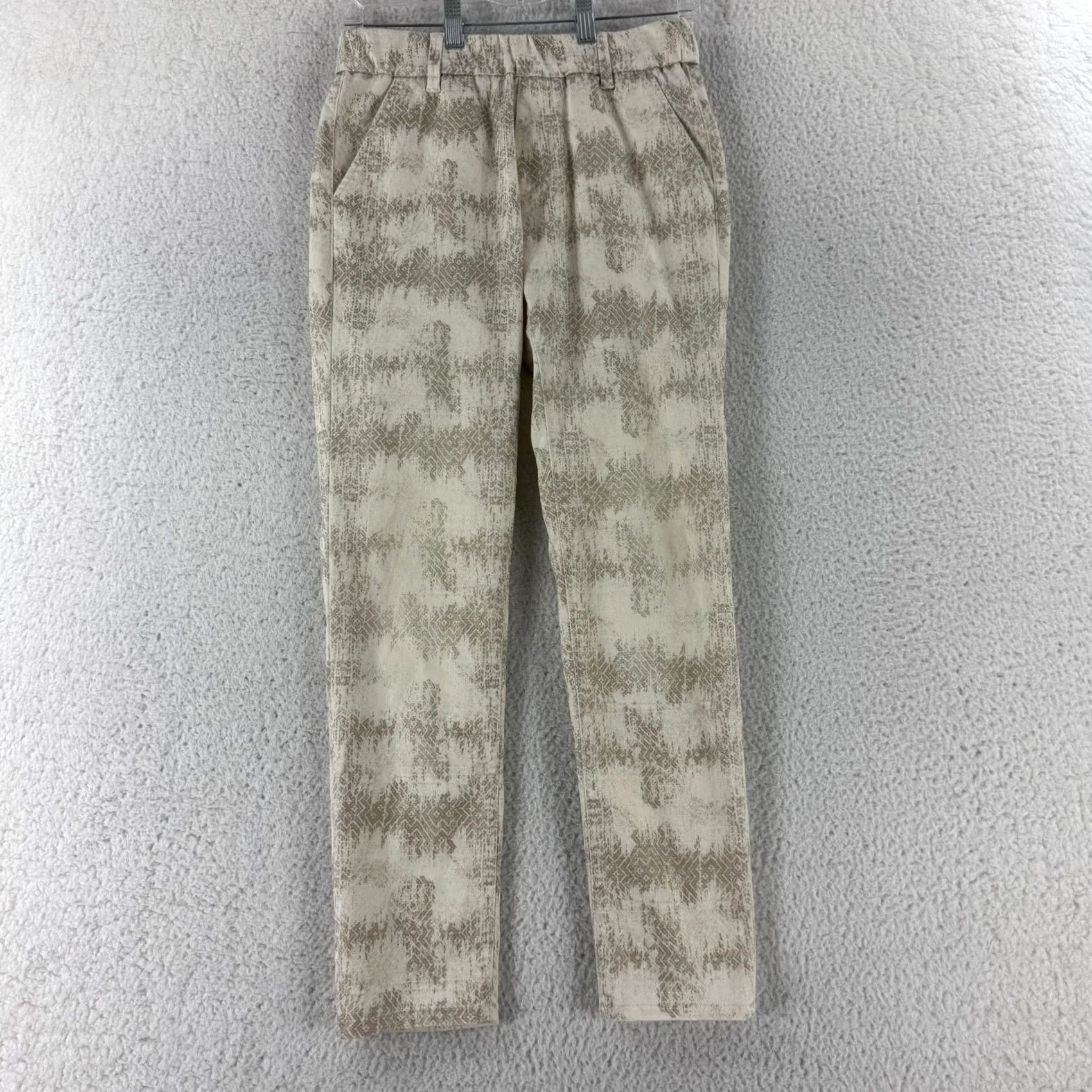 Vintage Bevy Flog Dafna Pants Womens Size 26 White Print Pull On Skinny Leg Trousers Size 26" / US 2 / IT 38 - 2 Thumbnail