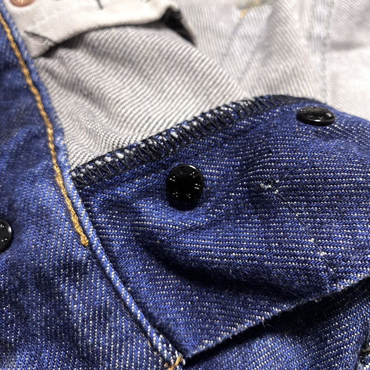 DENHAM Razor Washed Distressed Patchwork Stitched Fringed Torn Size US 30 / EU 46 - 22 Thumbnail