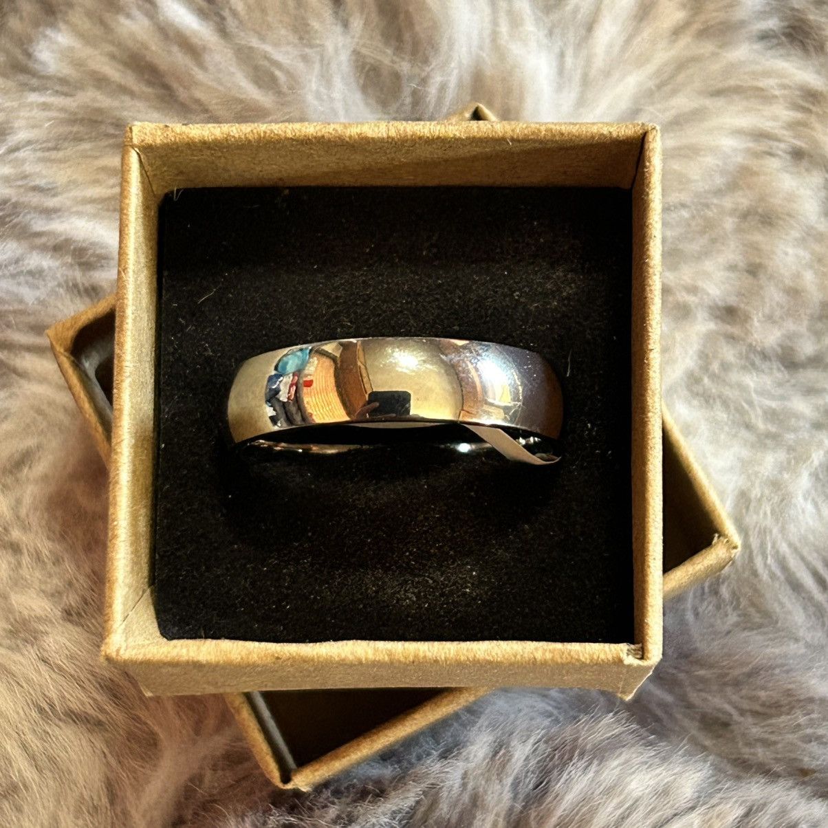 Jewelry Men’s 6mm polished Titanium comfort band wedding ring NIB 13 Size ONE SIZE - 3 Thumbnail