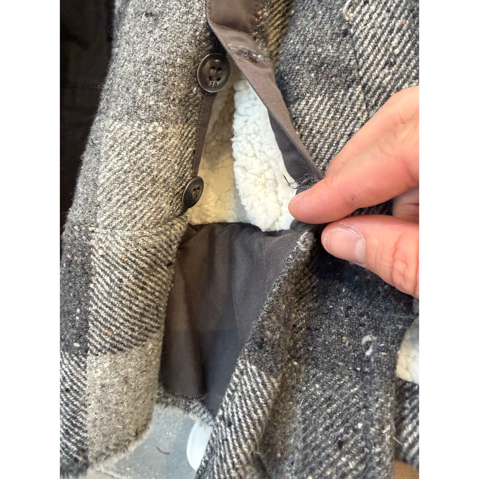 Greg Lauren Greg Lauren SAMPLE Grey Wool Sherpa Lined Boxy Jacket Size US XL / EU 56 / 4 - 5 Thumbnail