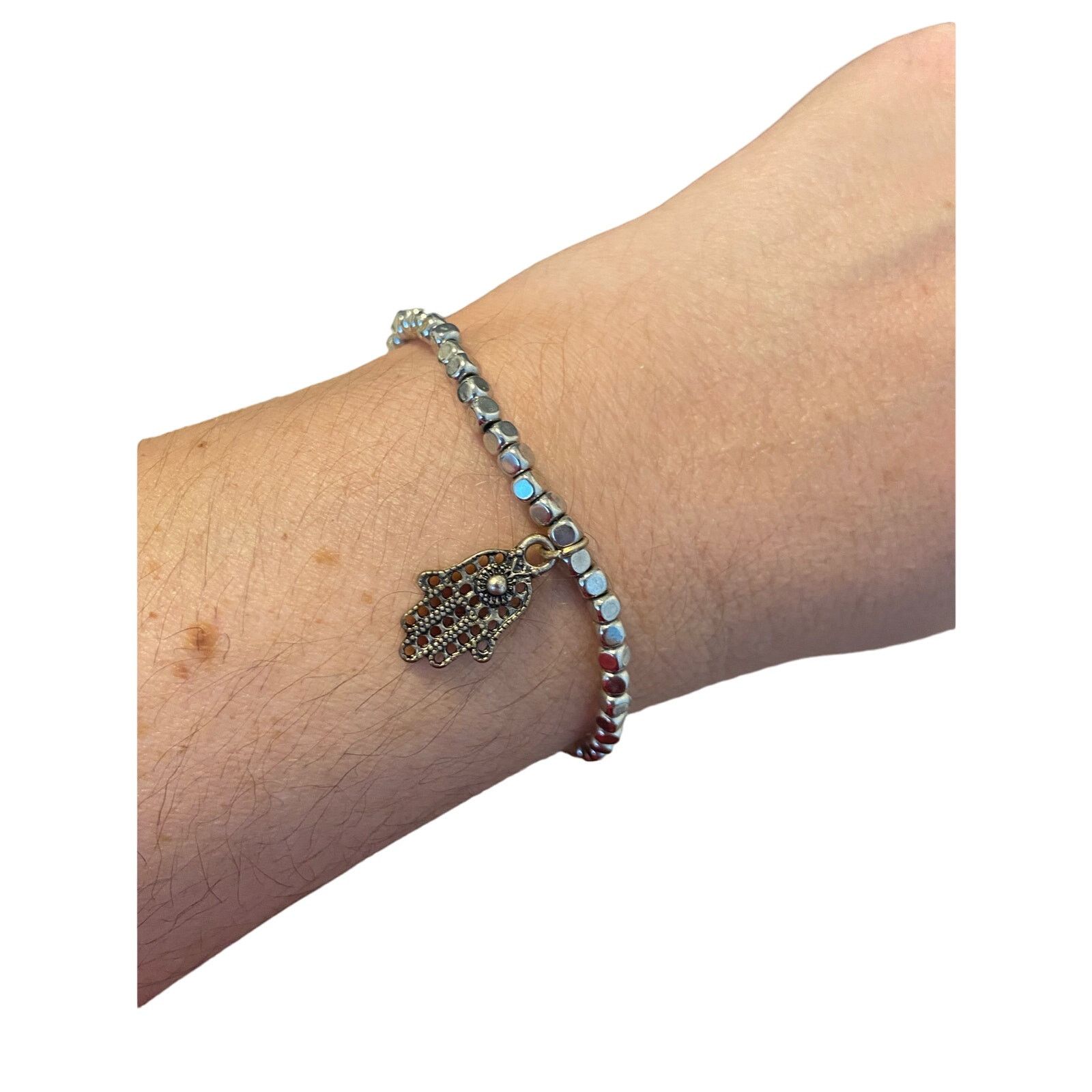 Handmade hamsa bracelet silver beads Size ONE SIZE - 1 Thumbnail