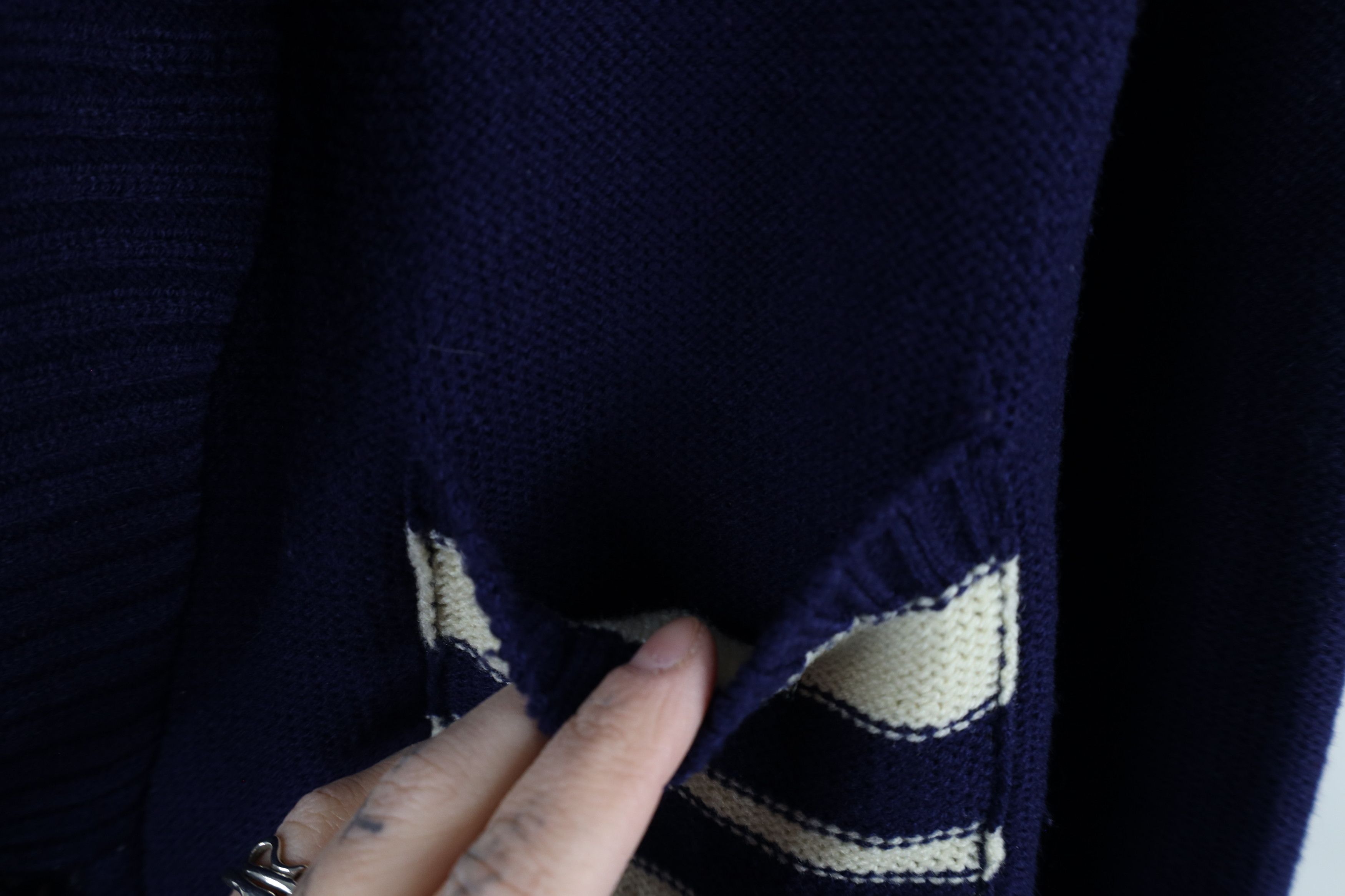 Vintage Vintage 70s Streetwear Shawl Knit Cardigan Sweater Navy Blue Size US XL / EU 56 / 4 - 5 Thumbnail