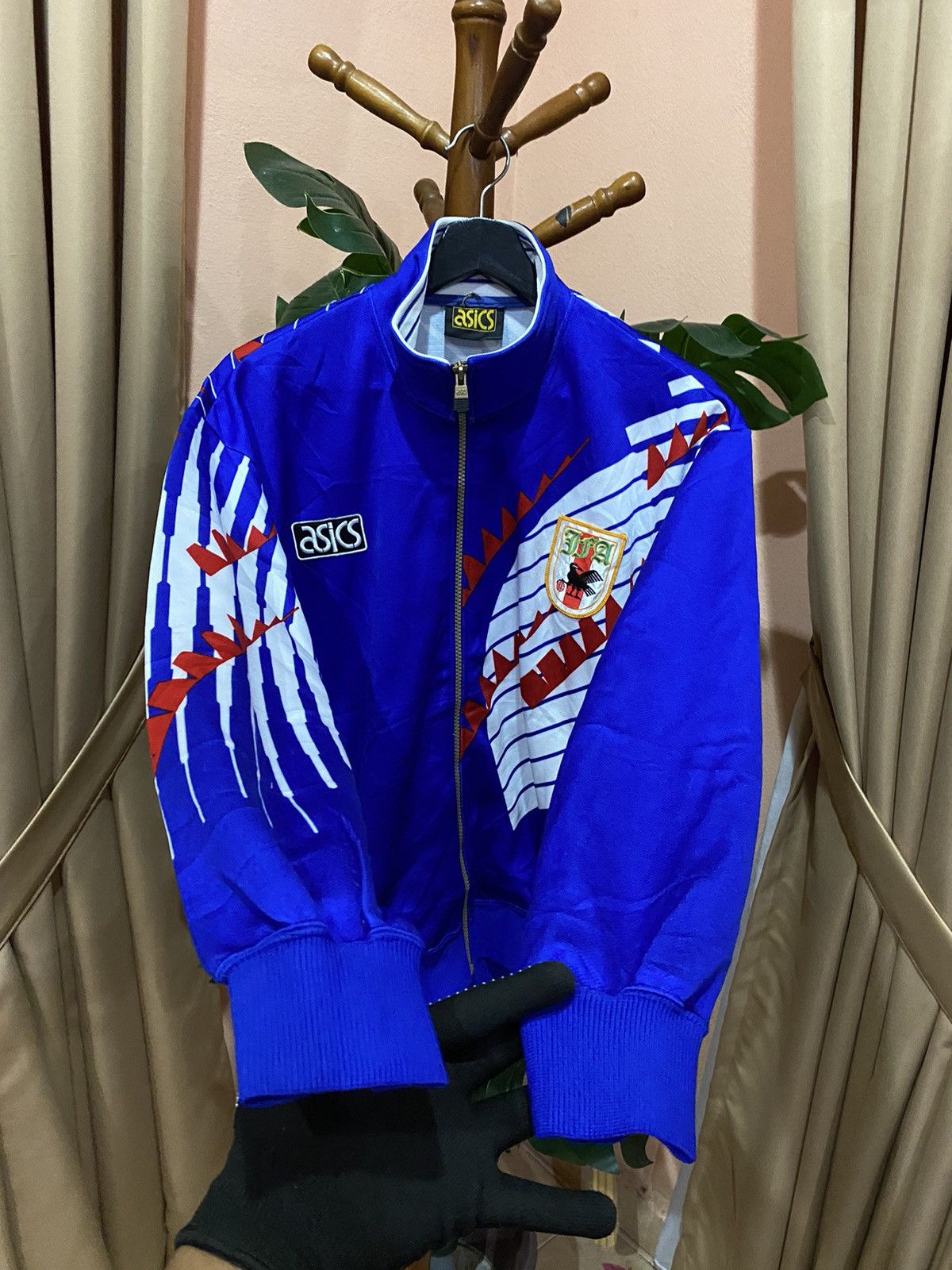 Asics 1990s ASICS Track Jacket with Geometric Design Sportswear Size US L / EU 52-54 / 3 - 6 Thumbnail