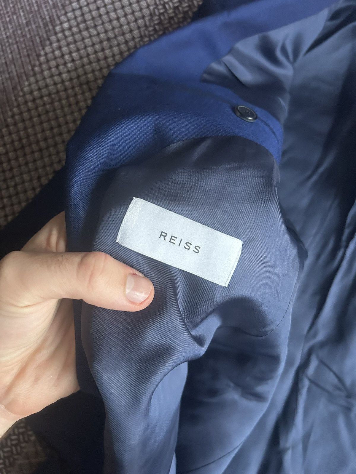 Reiss Reiss Blue Suit Solid Style Classic One Button Mens Size 40R Size 40R - 9 Thumbnail