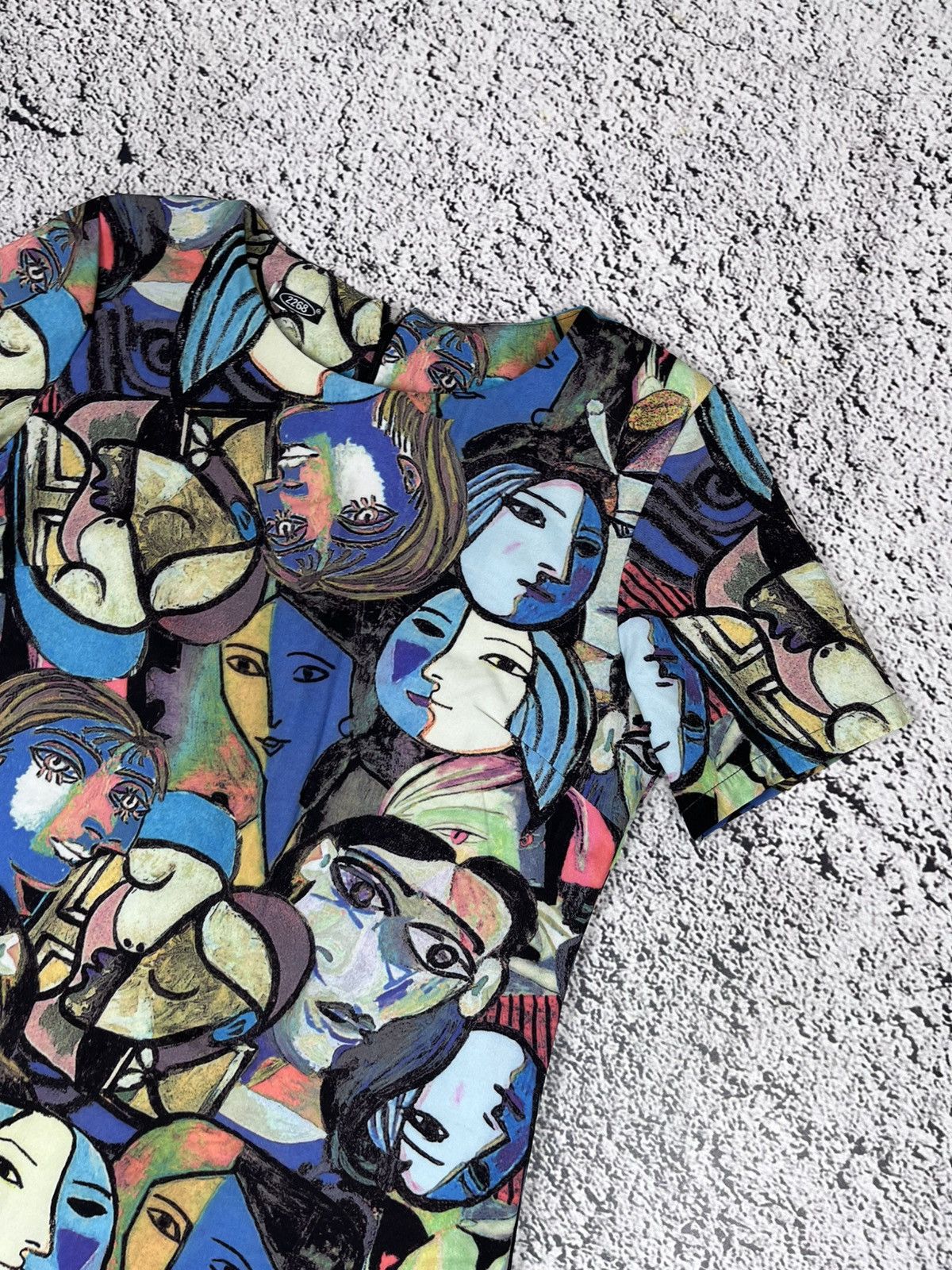 Japanese Brand Vintage Abstract Psychedelic Faces Midi Dress Size M / US 6-8 / IT 42-44 - 4 Thumbnail