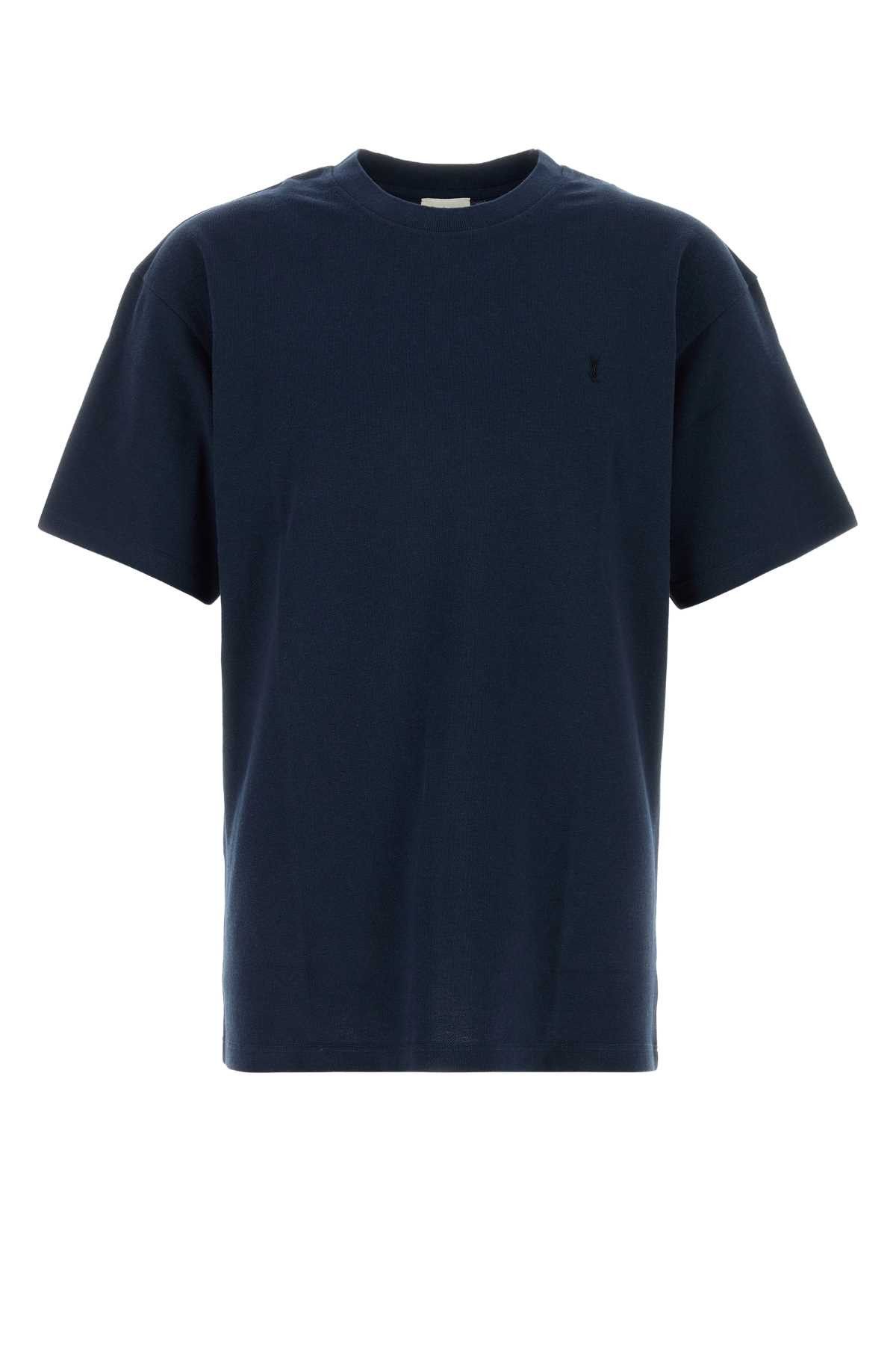 Saint Laurent Paris Dark Blue Piquet T-Shirt Size US M / EU 48-50 / 2 - 1 Thumbnail
