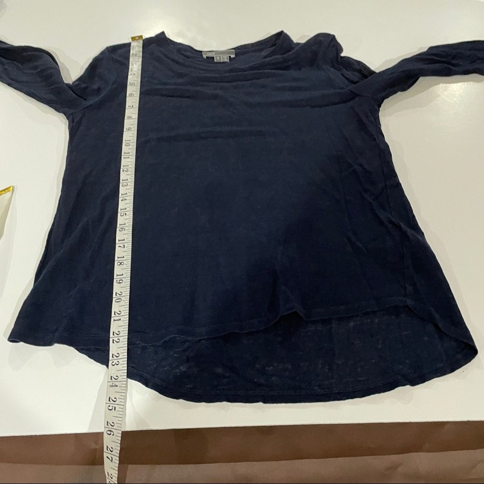 Vince Vince 100% Linen Navy Blue Long Sleeve Top Size S Size S / US 4 / IT 40 - 10 Thumbnail