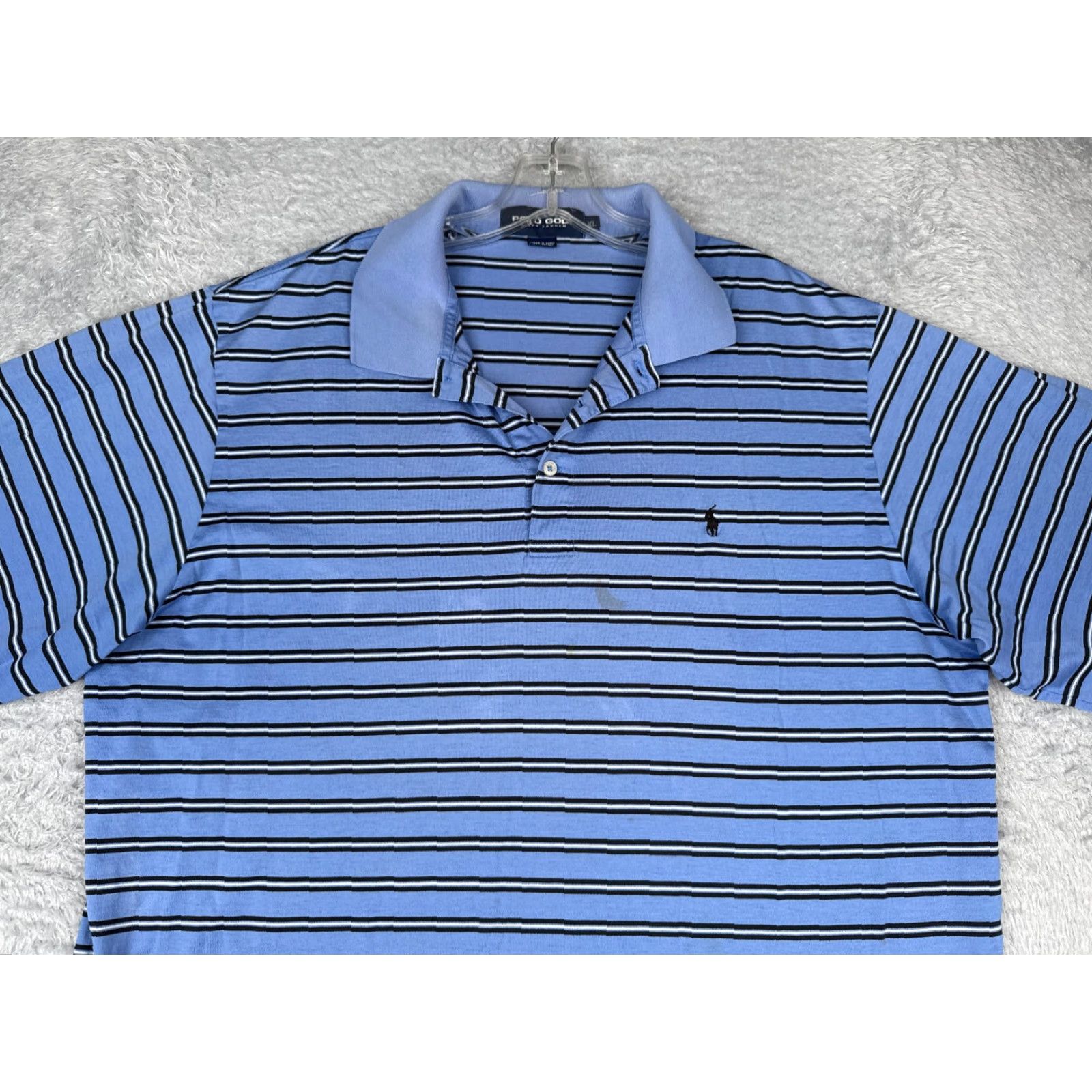 Ralph Lauren VINTAGE Ralph Lauren Polo Golf Shirt Extra Large Blue Stripe 100% Cotton Men Size US XL / EU 56 / 4 - 4 Thumbnail