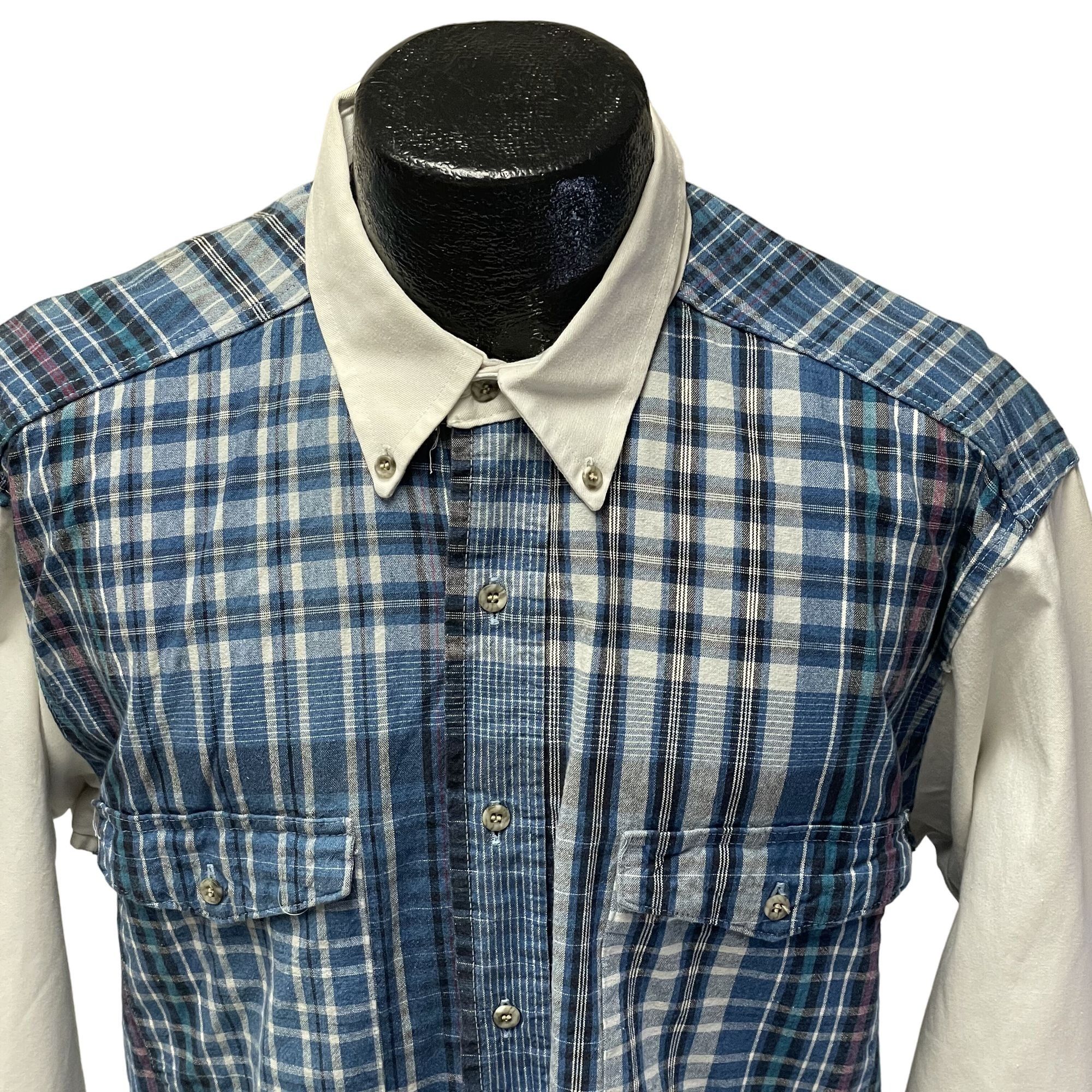 Wrangler NOS New Vtg Wrangler Blue Check Color Block RODEO Shirt Size US L / EU 52-54 / 3 - 2 Thumbnail