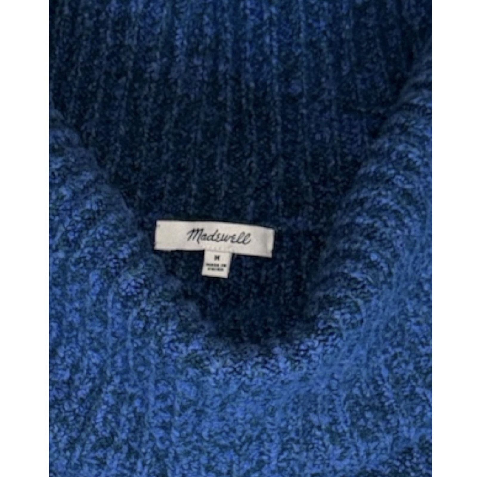 Madewell Madewell Blue Ribbed Cowl Neck Sweater Fair Trade Medium Size M / US 6-8 / IT 42-44 - 2 Thumbnail