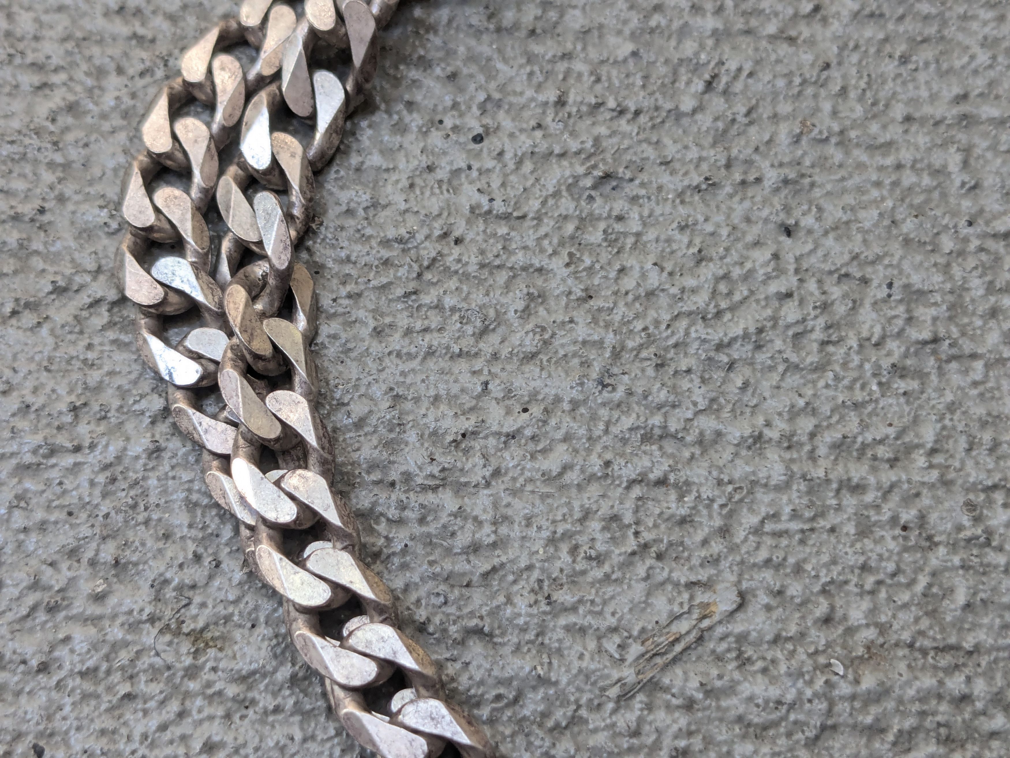 Jewelry Vintage Sterling Silver Necklace Cuban Curb 30" Italy Chain Size ONE SIZE - 9 Thumbnail