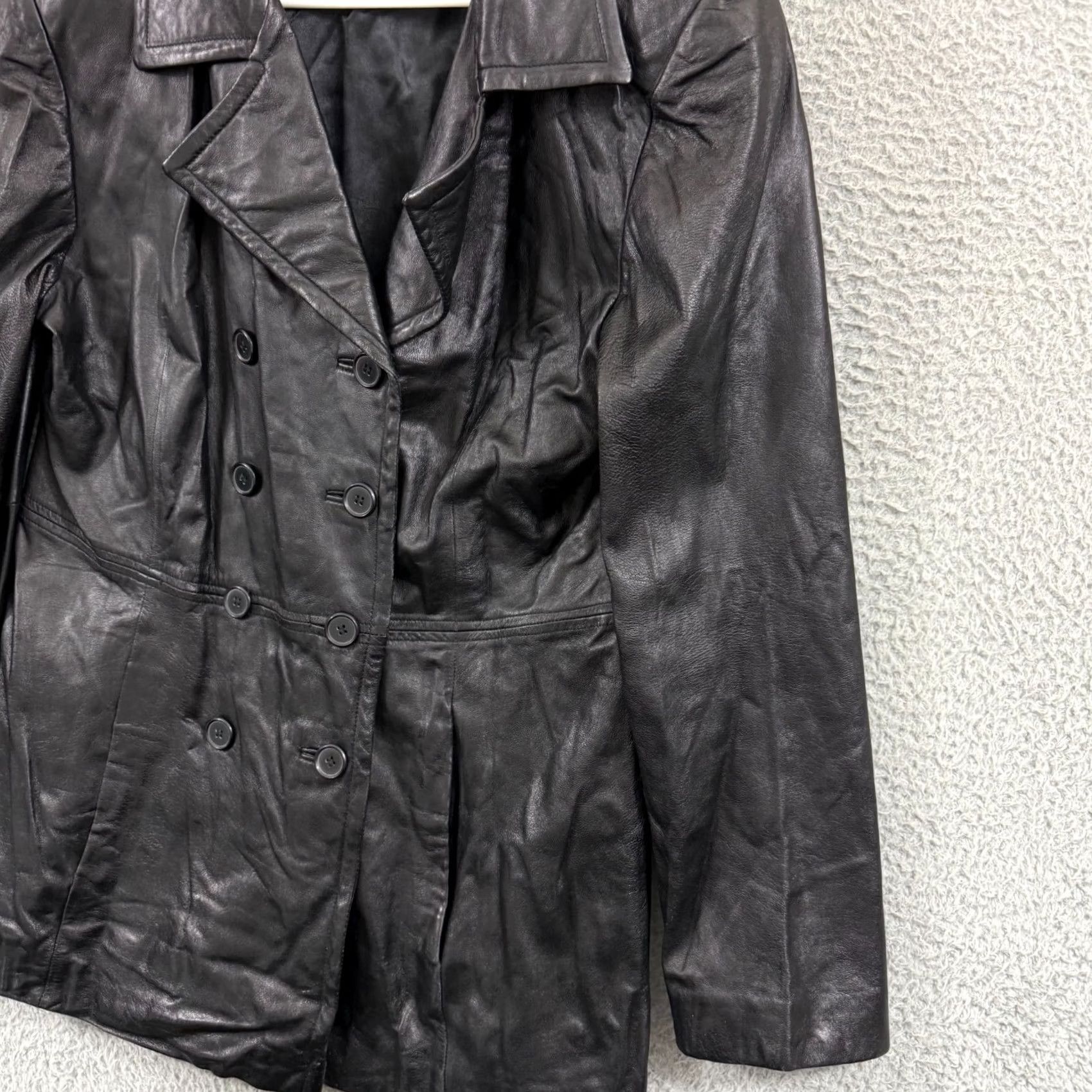 Ferrari VTG Ferrari Jacqueline Jacket Women Large Black Leather Belted Collared 80s Bomber Pockets Size L / US 10 / IT 46 - 5 Thumbnail