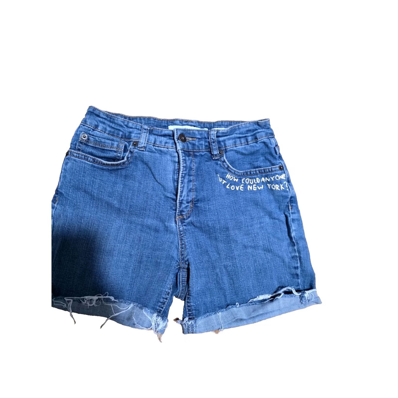 Jones New York Jones New York Cut-Off Shorts Women's 6 Blue Denim Cotton Mid Rise Stretch Casual 5-Pocket Button Front Womens Summer Winter Fall Spring USA Shirt? Size 28" / US 6 / IT 42 - 2 Thumbnail
