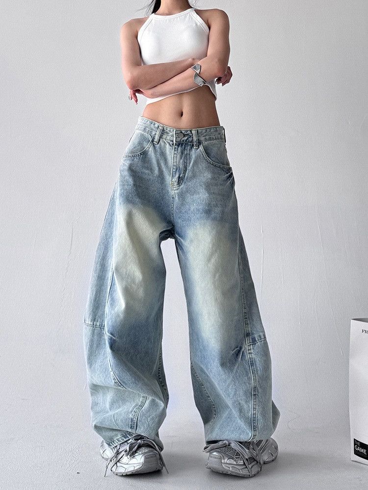 Japanese Brand American retro hip-hop street style washed curved jeans Size US 32 / EU 48 - 1 Thumbnail