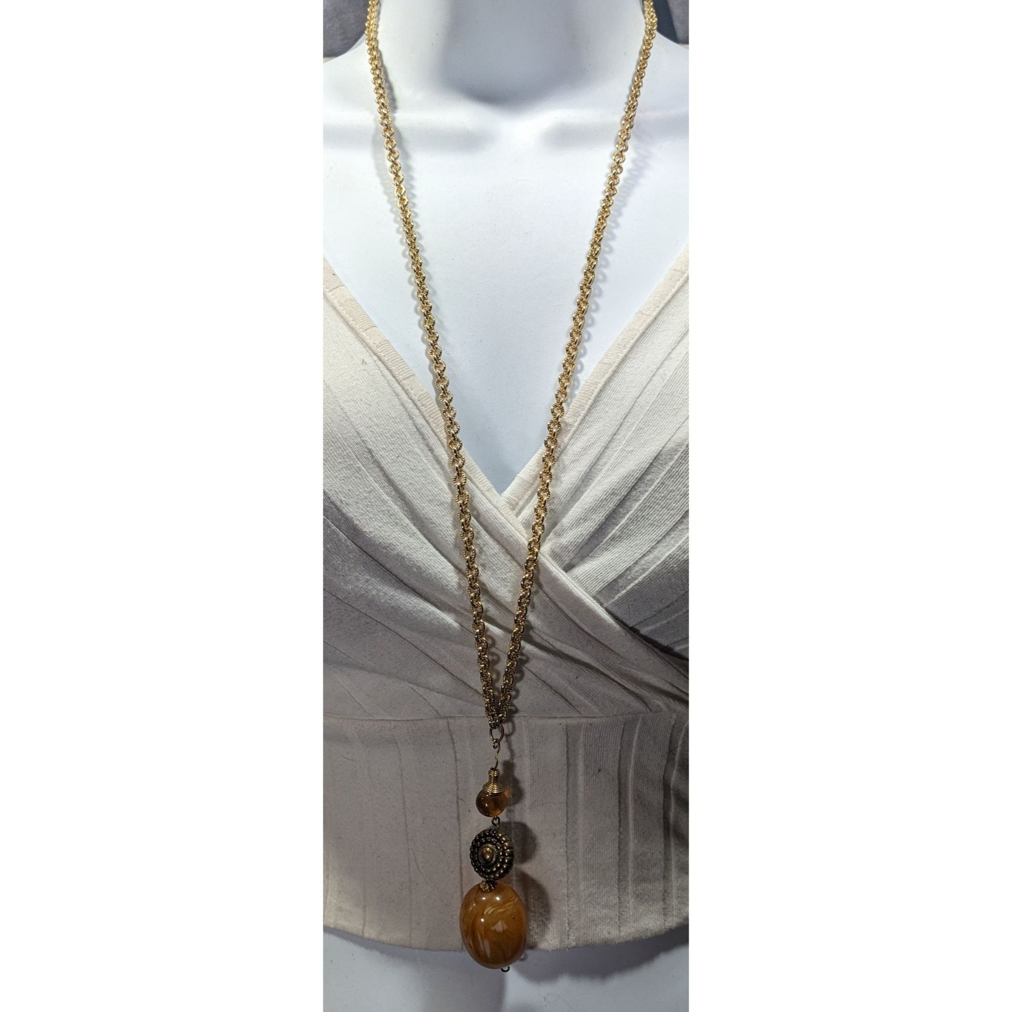 Other Retro Gold Tone And Honey Pendant Necklace Size ONE SIZE - 5 Thumbnail