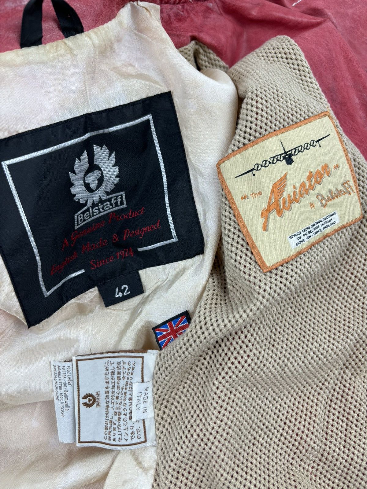 Belstaff RARE VTG BELSTAFF 'The Aviator' Leather Red Jacket Biker Coat Flight Bomber 42 Size M / US 6-8 / IT 42-44 - 11 Thumbnail