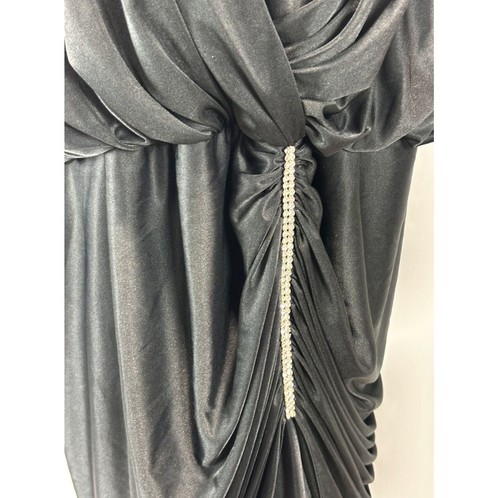 Vintage Vintage Nightworks Satin Dress Plus Size 24W Hollywood Glam Black 1980s Rhinestone Women's Size 4XL / US 24-26 - 6 Thumbnail