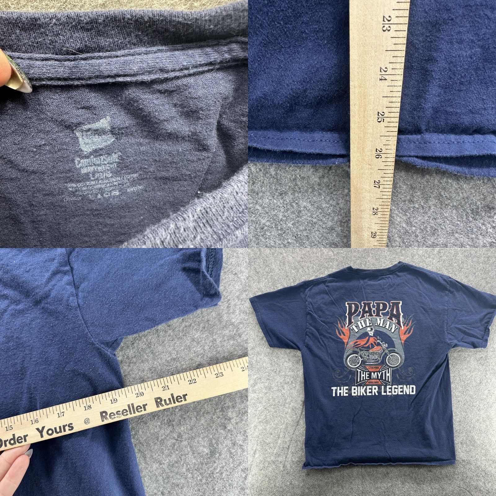 Hanes PAPA THE MAN THE MYTH THE BIKER LEGEND Shirt Mens Large Blue Graphic Print Shirt Size US L / EU 52-54 / 3 - 8 Thumbnail