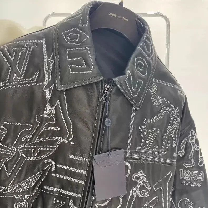 Louis Vuitton LV Louis Vuitton Black Embroidered Pilot Leather Jacket _Kr Size US M / EU 48-50 / 2 - 3 Thumbnail