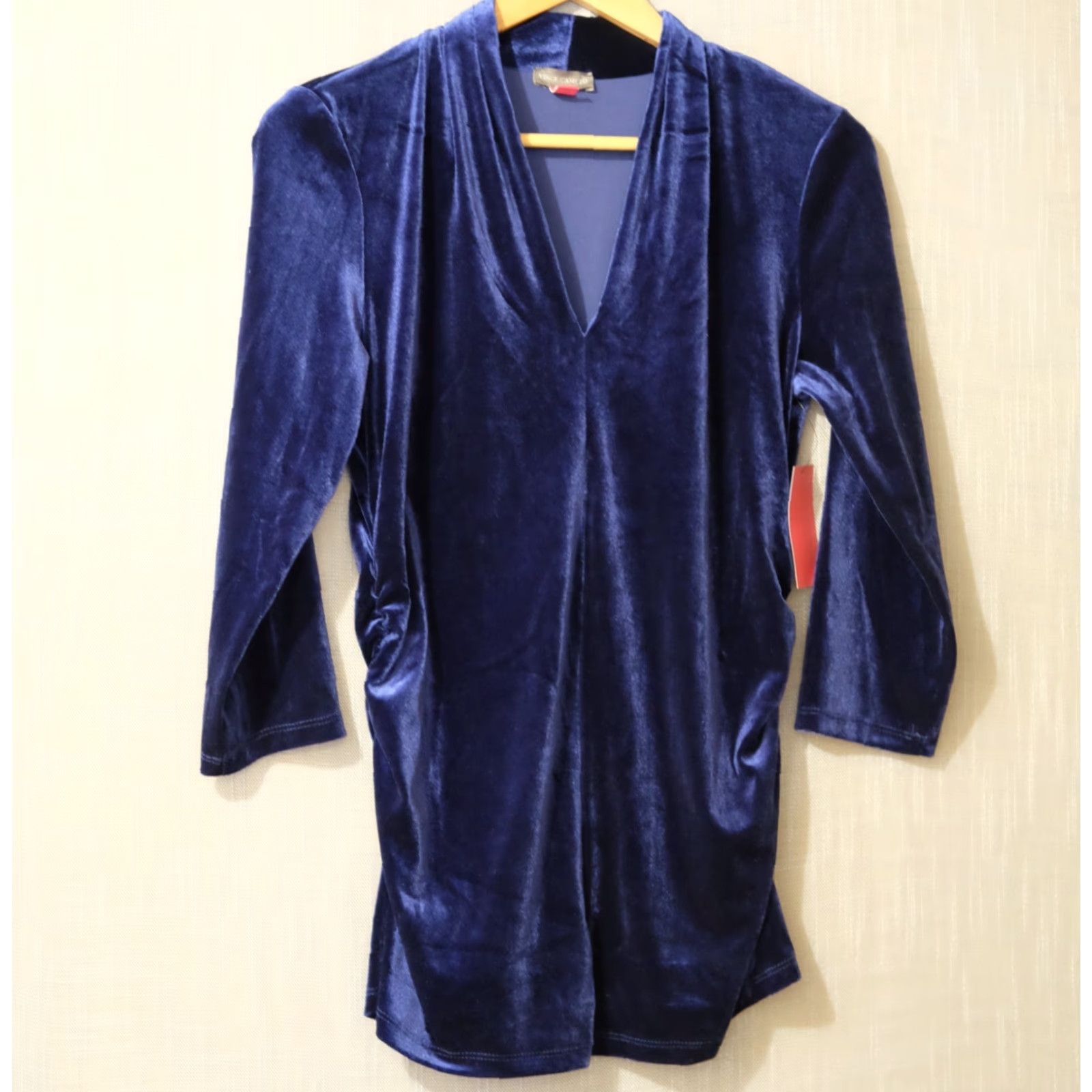 Vince Camuto VNC Vince Camuto Blouse Velvet V-Neck Blue 3/4 Sleeve Stretch Women's M Size M / US 6-8 / IT 42-44 - 2 Thumbnail