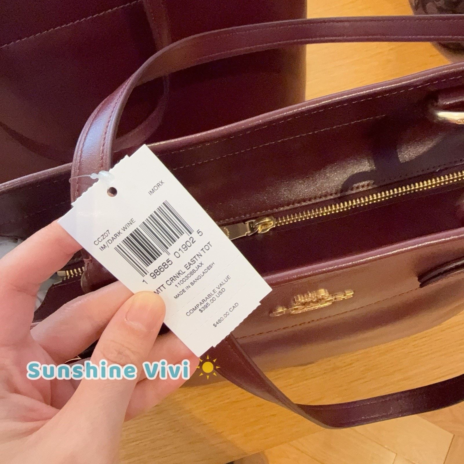 Coach NWT Coach Easton Tote Bag CCZ07 Shiny leather Dark Wine Size ONE SIZE - 5 Thumbnail
