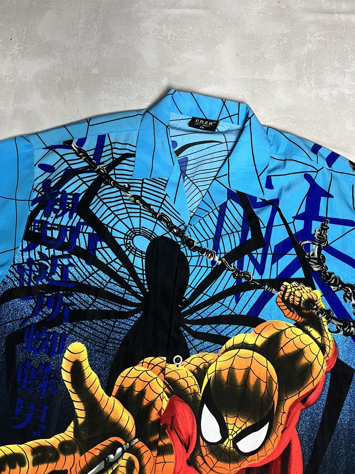 DC Comics × Marvel Comics × Vintage Vintage 00s Spider Man All Over Print Web Shirt Size US L / EU 52-54 / 3 - 5 Thumbnail