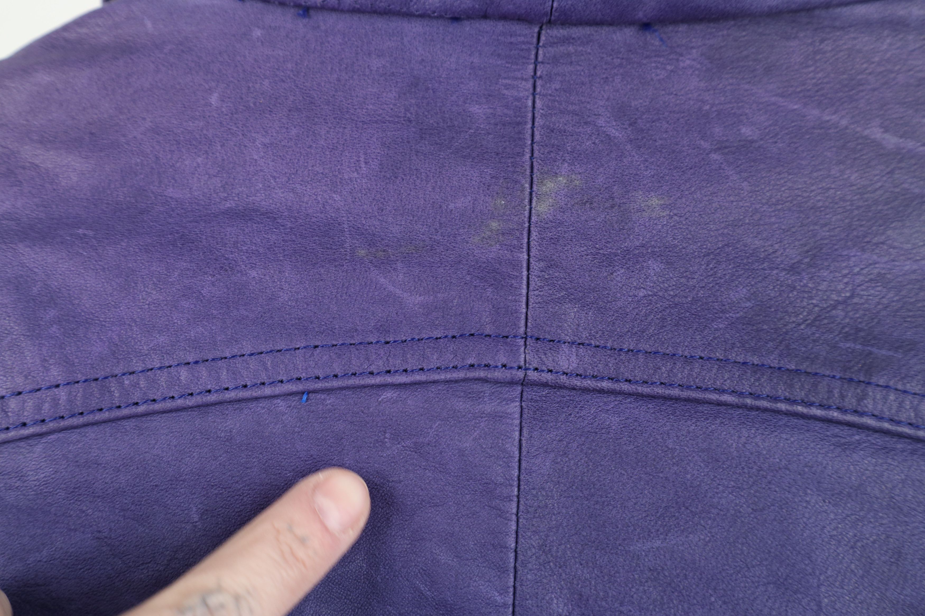 Vintage Vintage 90s Streetwear Belted Leather Bomber Jacket Purple Size M / US 6-8 / IT 42-44 - 12 Thumbnail
